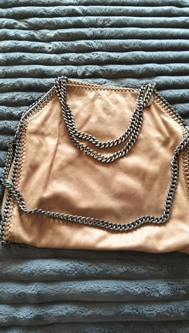 Bej Zincir Detaylı Deri Kadın Çanta - Görsel 2