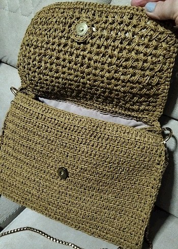Hasır Örgü Kadın Çanta Zincir Askılı - Görsel 5