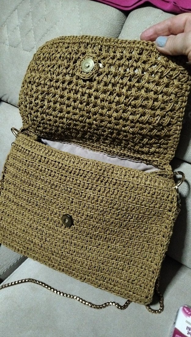 Hasır Örgü Kadın Çanta Zincir Askılı - Görsel 5