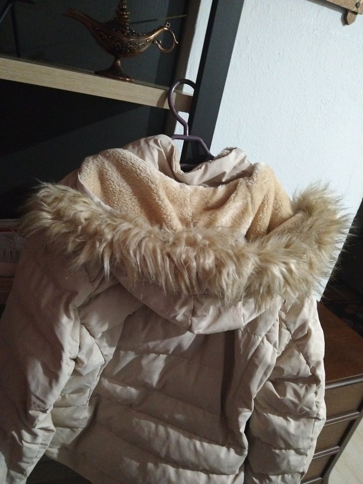 Bej Kadın Kürklü Kışlık Mont - Görsel 4