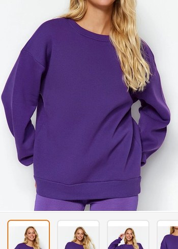 Kadın Mor Oversize Sweatshirt