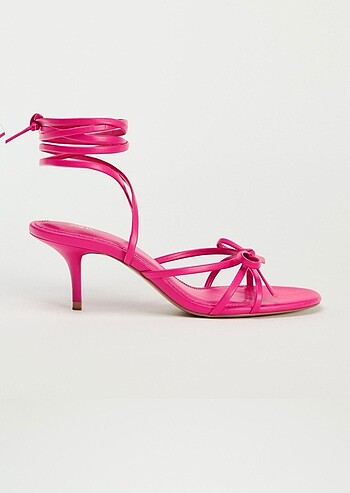 37 Beden Zara bağcıklı topuklu sandalet pembe ayakkabı