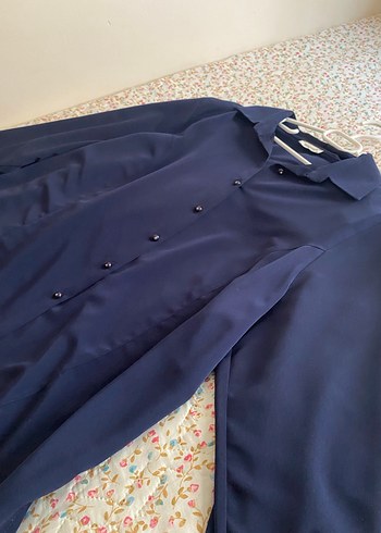 Düğmeli Lacivert Kadın Gömlek - Görsel 2