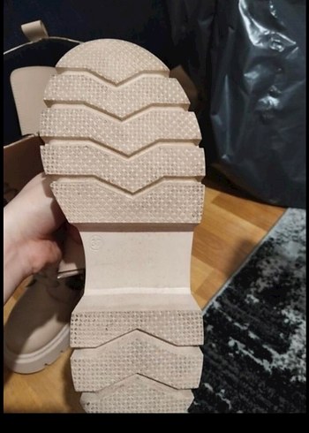 Bej Deri Platform Topuklu Kadın Bot - Görsel 3