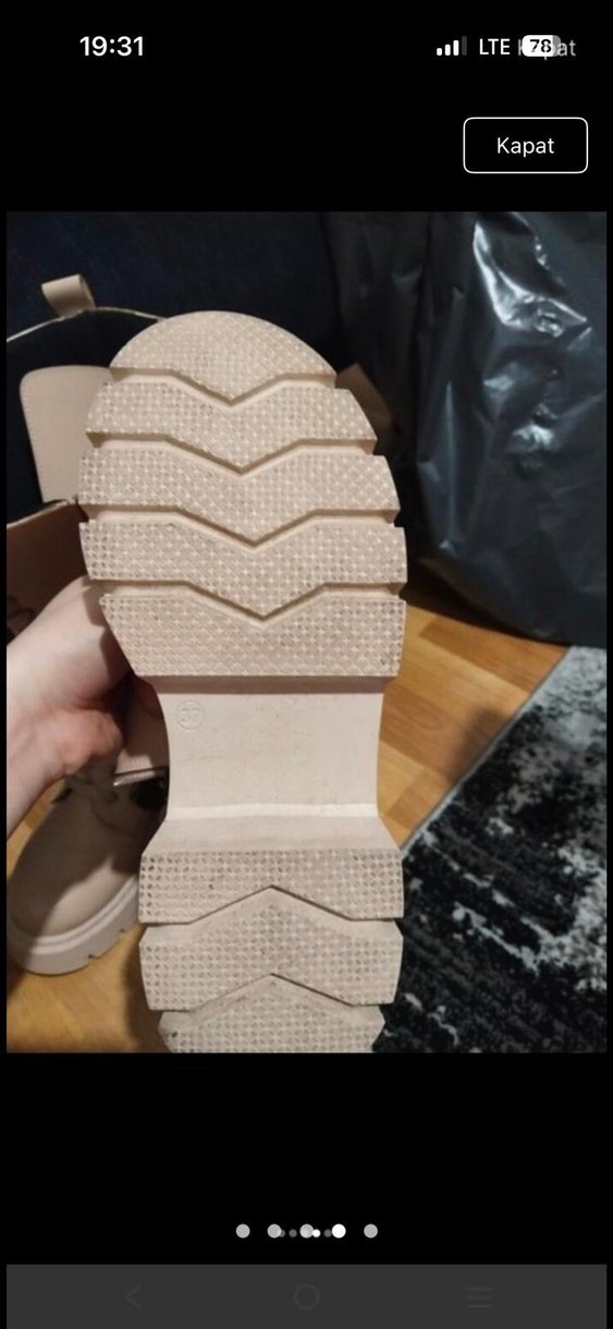 Bej Deri Platform Topuklu Kadın Bot - Görsel 3