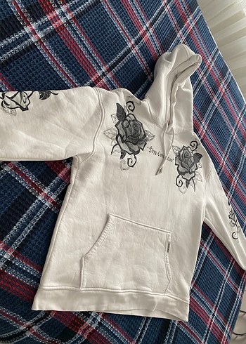 Gri Baskılı erkek Kapüşonlu Sweatshirt - Görsel 2