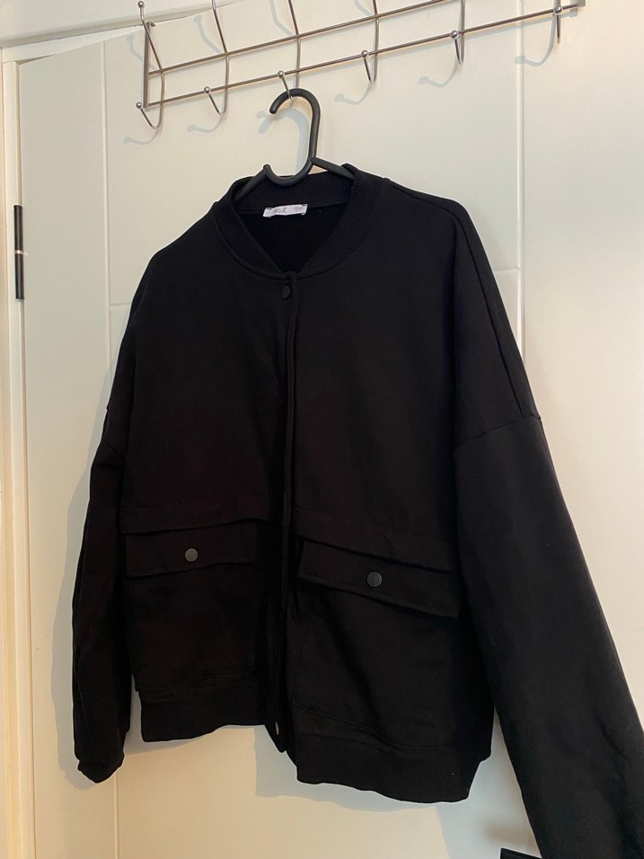 Düğmeli, Rahat Kesim siyah Kadın Ceket - Görsel 5