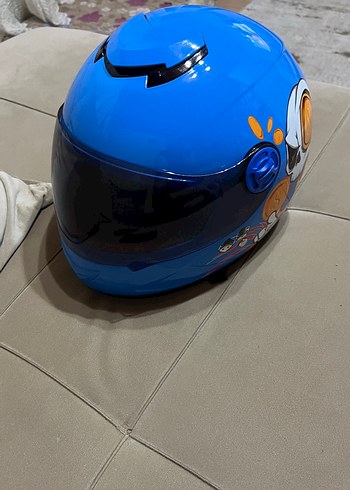Renkli Baskılı Mavi Seramik Motosiklet Kaskı