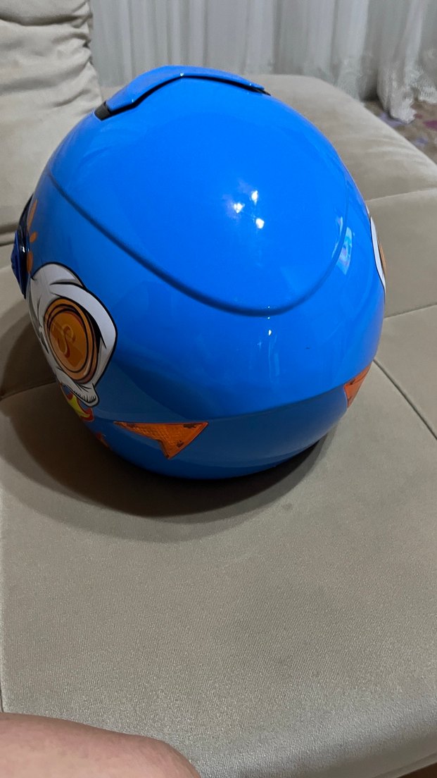 Renkli Baskılı Mavi Seramik Motosiklet Kaskı - Görsel 3
