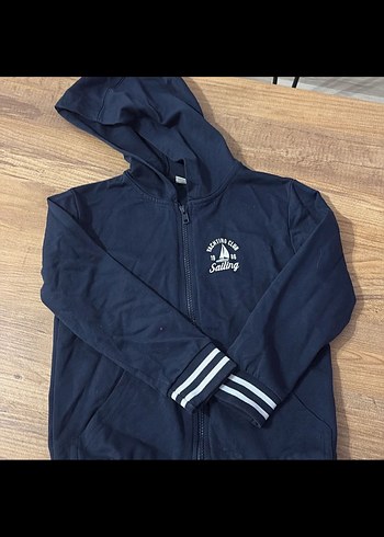 Erkek Lacivert Kapüşonlu Fermuarlı Sweatshirt - Görsel 2