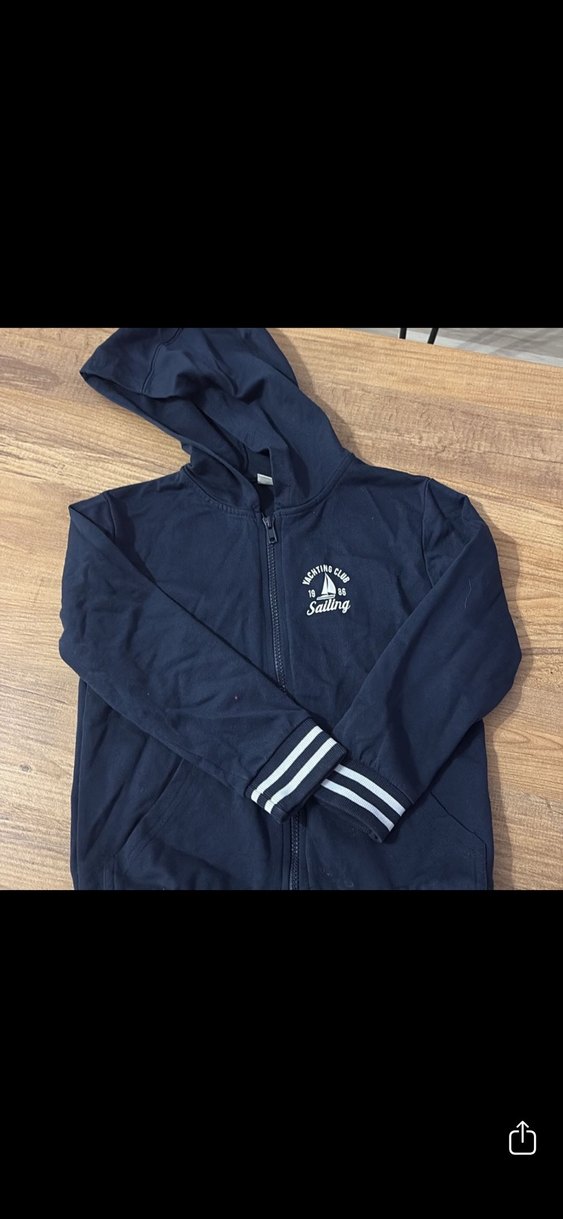 Erkek Lacivert Kapüşonlu Fermuarlı Sweatshirt - Görsel 2