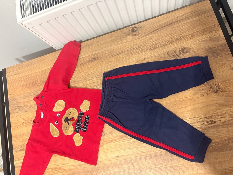 Uzun Kollu Kırmızı Erkek Bebek Takım - Görsel 2