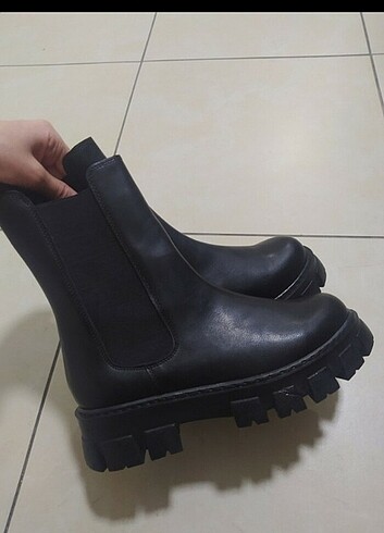 yüksek taban deri bot 