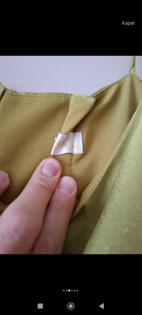 Sarı Drapeli Uzun Straplez Bohem Elbise - Görsel 3