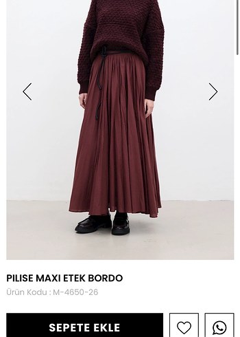 Bordo Piliseli Kadın Uzun Etek - Görsel 2
