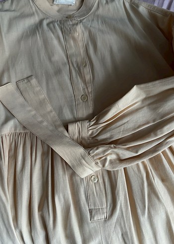 Manuka Bej Piliseli Keten Midi Tunik - Görsel 3