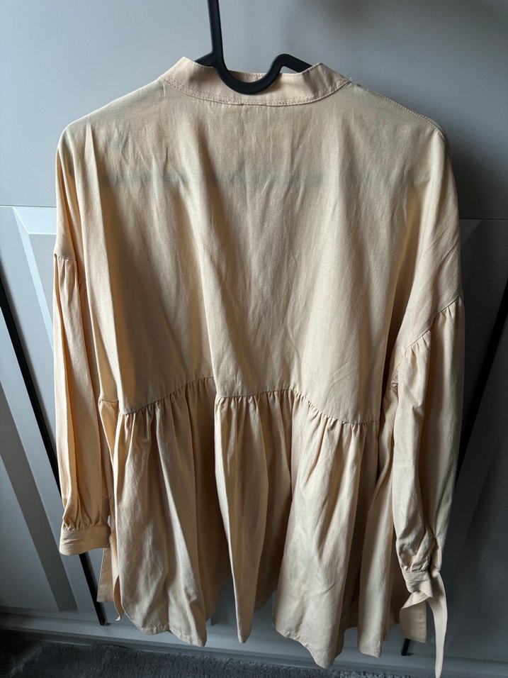 Manuka Bej Piliseli Keten Midi Tunik - Görsel 2