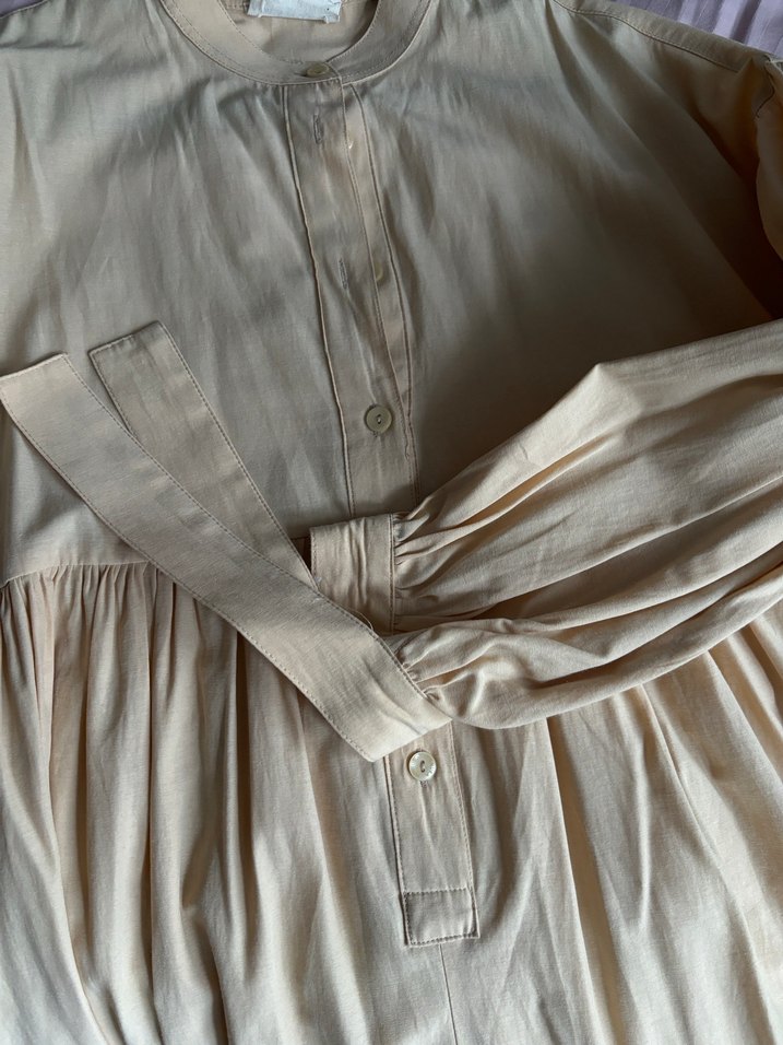 Manuka Bej Piliseli Keten Midi Tunik - Görsel 3