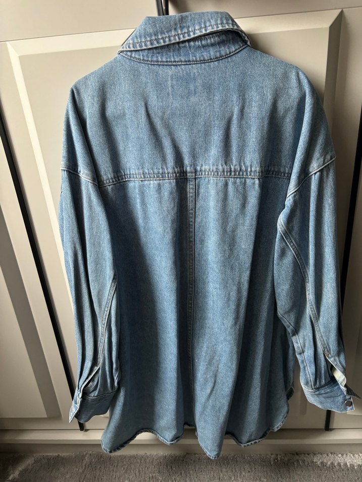 Kadın Mavi Düğmeli Denim Ceket - Görsel 2