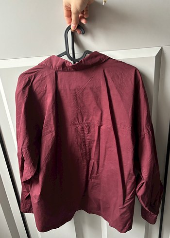Bordo Düğmeli Salaş Kadın Gömlek - Görsel 2