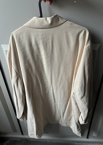 Bej Kadın Keten Düğmeli Ceket - Görsel 2