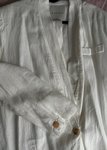 Manuka Beyaz Keten Kadın Blazer - Görsel 3