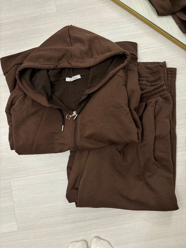 Ceylan otantik Kahverengi Kapüşonlu eşofman Takım - Görsel 2