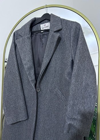 Gri Düğmeli Kaban - Görsel 2