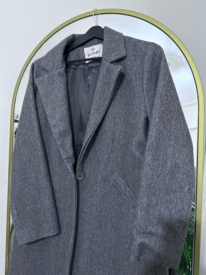 Gri Düğmeli Kaban - Görsel 2