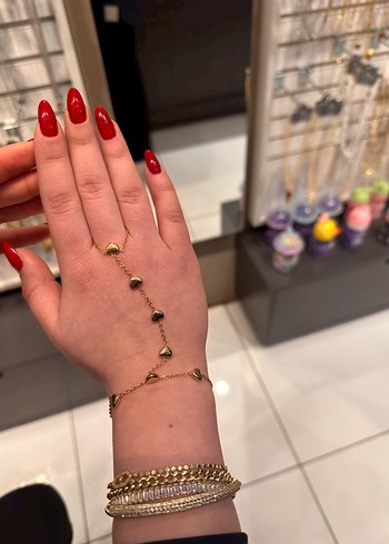 Altın Renk Zincir Detaylı Bohem Kadın El Zinciri - Görsel 2