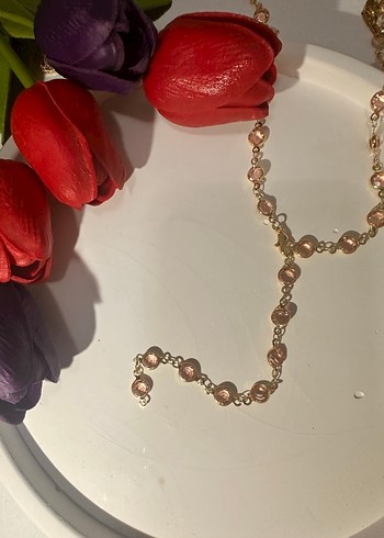 Zincir Detaylı Uzun Altın Kadın Kolye - Görsel 3