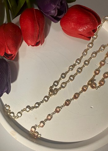 Zincir Detaylı Uzun Altın Kadın Kolye - Görsel 4