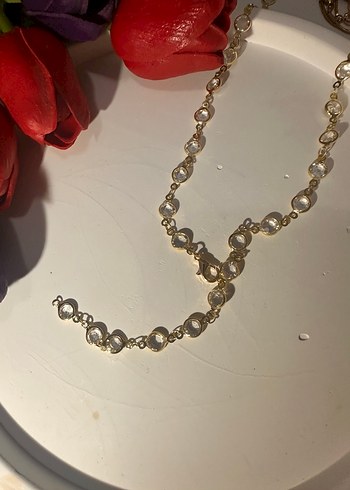 Zincir Detaylı Uzun Altın Kadın Kolye - Görsel 2