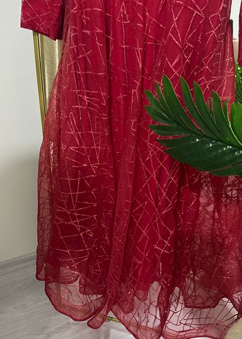 Bordo Uzun Kollu Nakışlı Kadın Elbise - Görsel 4