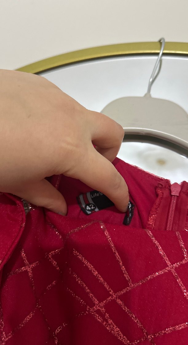 Bordo Uzun Kollu Nakışlı Kadın Elbise - Görsel 3