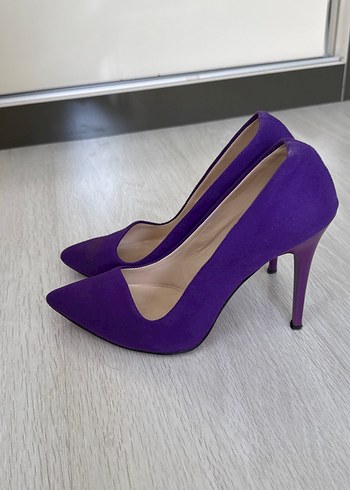 Mor Süet Topuklu Kadın Stiletto