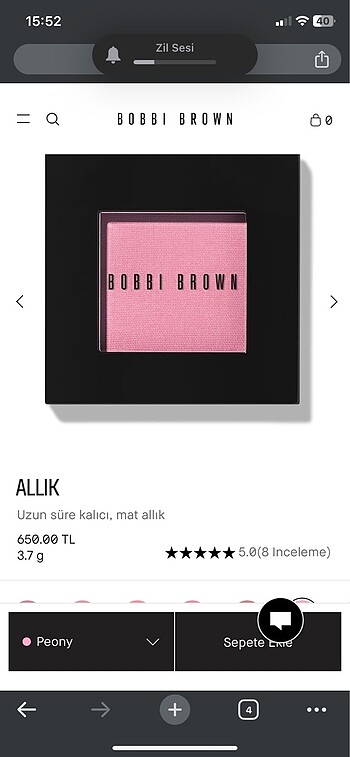  Beden Renk Bobbi brown peony allik