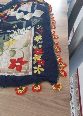 Diğer Çiçekli Çok Renkli Fırfırlı Bohem Kadın Fuları