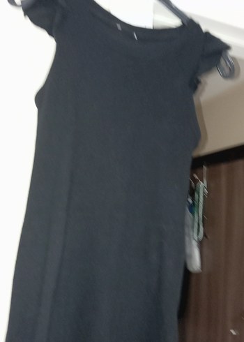 Siyah Drapeli Uzun Kolsuz Ofis Elbisesi - Görsel 4