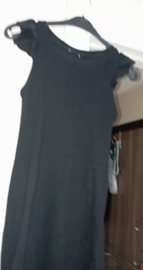 Siyah Drapeli Uzun Kolsuz Ofis Elbisesi - Görsel 4