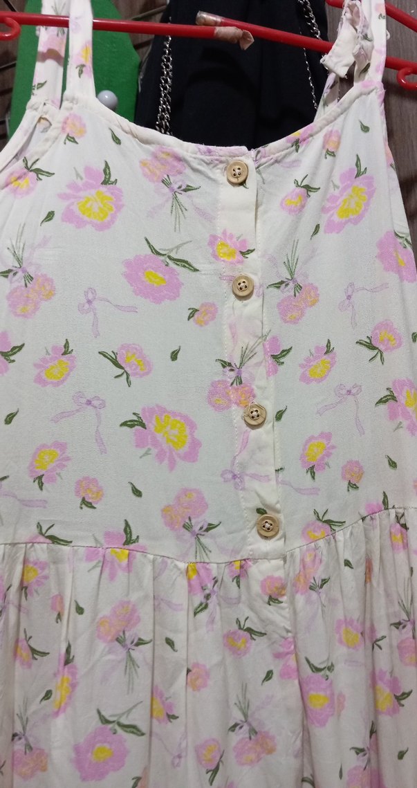 Çiçek Desenli Uzun Askılı çocuk Elbise - Görsel 3
