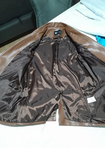 Kadın Kahverengi Uzun Deri Ceket - Görsel 4