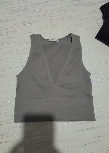 V Yaka Gri Mini Spor Büstiyer - Görsel 2