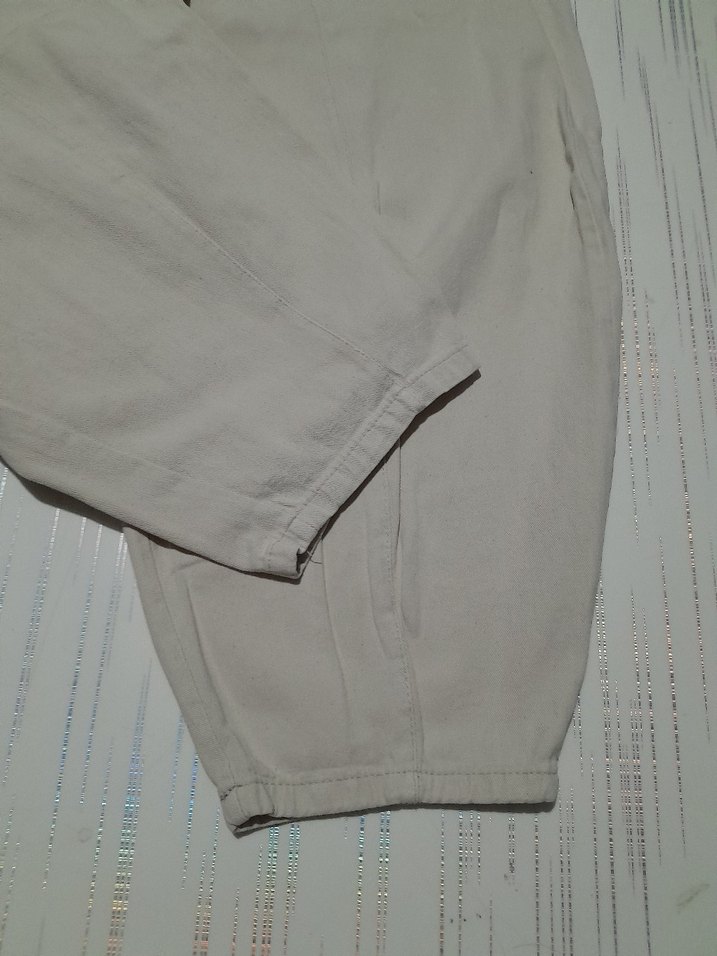 bej Rahat Kesim Keten Kadın Pantolon - Görsel 4