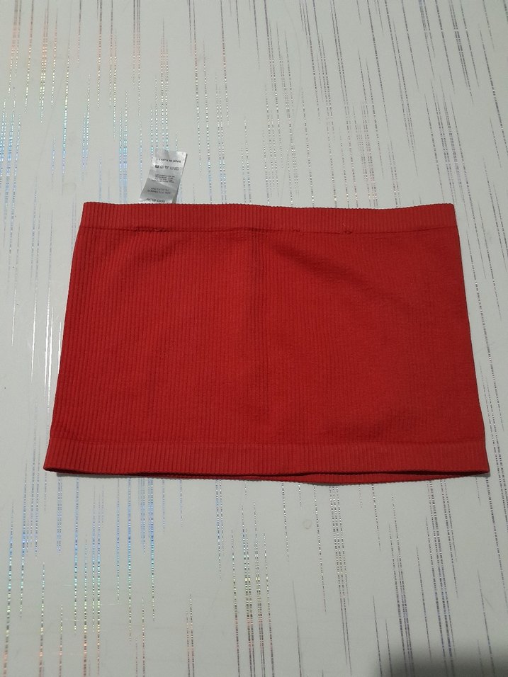 Kırmızı Straplez Mini Denim Büstiyer - Görsel 2