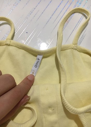 s Beden sarı Renk Sarı İnce Askılı mini üst