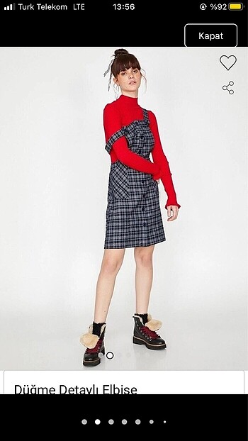 Düğme detaylı elbise - Görsel 2