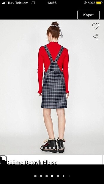 Düğme detaylı elbise - Görsel 4