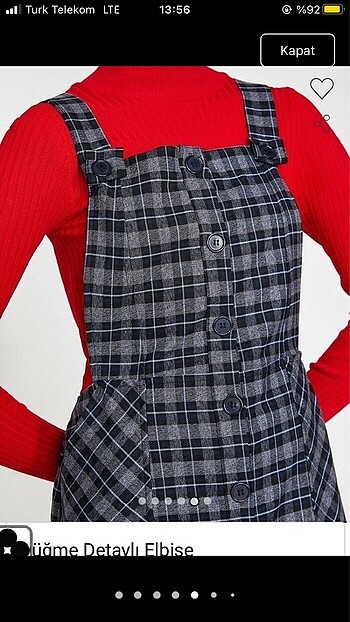 Düğme detaylı elbise - Görsel 5