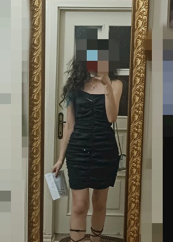Siyah Straplez tek kol drapeli Gotik Mini Elbise